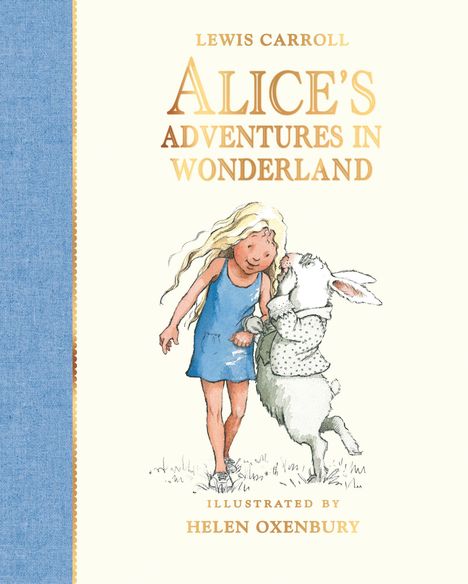 Titel: Lewis Carroll's "Alice's Adventures in Wonderland". Illustration: Mädchen mit Hase.