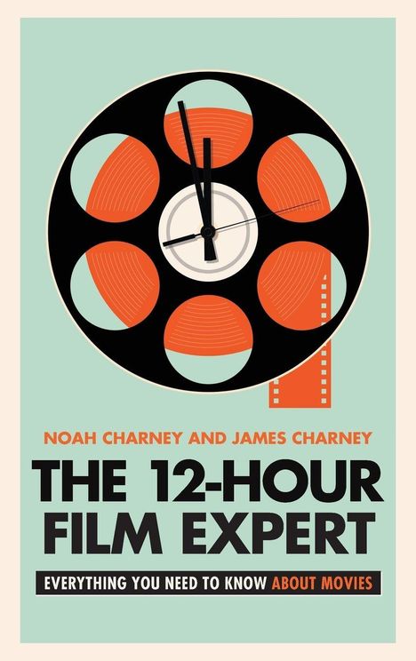 Titel: "The 12-Hour Film Expert". Ein Filmrollen-Design mit Uhrzeigern.