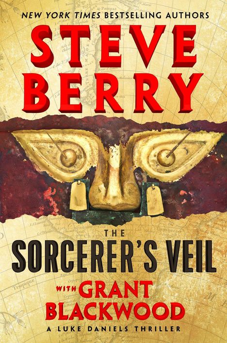 Oben: "STEVE BERRY". Mitte: Ein antikes Gesicht. Unten: "THE SORCERER'S VEIL", "with GRANT BLACKWOOD", "A LUKE DANIELS THRILLER".