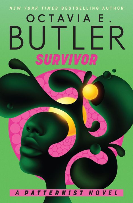 Titel: "SURVIVOR" von OCTAVIA E. BUTLER. Ein abstraktes Gesicht mit fließenden, organischen Formen.