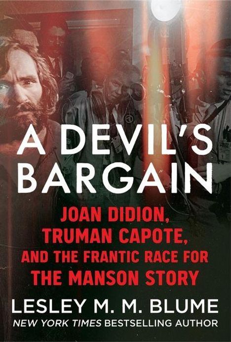 „A Devil’s Bargain“ in großen Buchstaben, darunter Namen und Beschreibung. Ein Foto mehrerer Personen im Hintergrund.