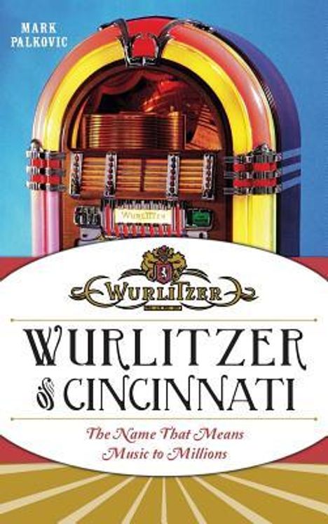 Oben: "Mark Palkovic". Mitte: "Wurlitzer Cincinnati". Unten: "The Name That Means Music to Millions". Jukebox-Illustration.