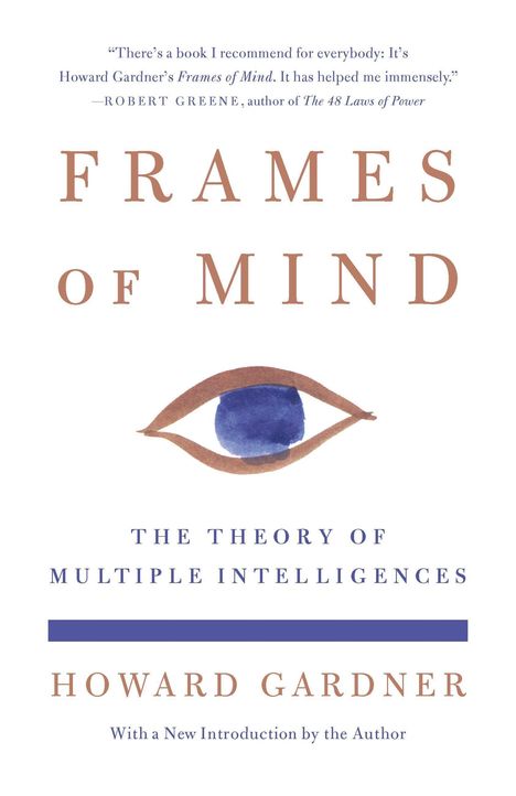 „FRAMES OF MIND: The Theory of Multiple Intelligences“ - Howard Gardner. Illustration: ein stilisiertes Auge in der Mitte.
