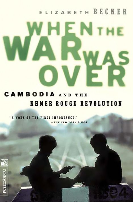 „WHEN THE WAR WAS OVER“, „CAMBODIA AND THE KHMER ROUGE REVOLUTION“. Zwei sitzende silhouettierte Personen.