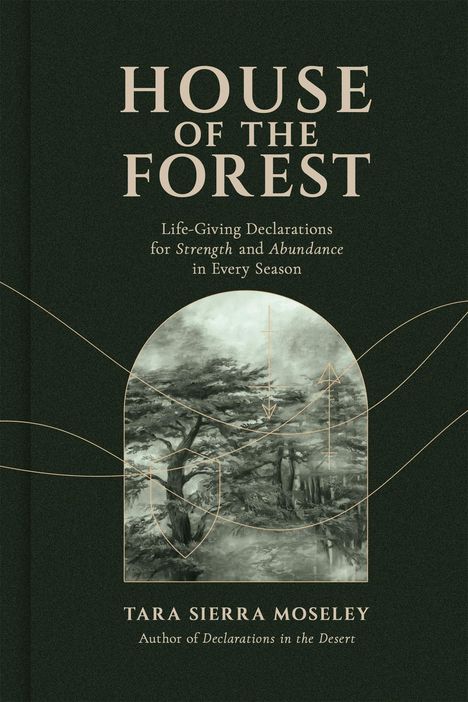 „HOUSE OF THE FOREST“: Eine Waldillustration mit geometrischen Linien, von Tara Sierra Moseley.