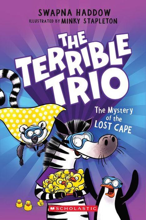 "The Terrible Trio: The Mystery of the Lost Cape" zeigt ein Zebra, ein Nilpferd und eine Figur, die Taucherbrillen tragen.