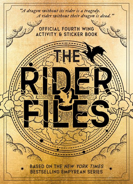 „The Rider Files“ in großer Schrift. Goldene, verziert mit Wolken und einem kleinen schwarzen Drachen.