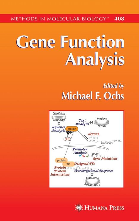 Titel: "Gene Function Analysis". Herausgeber: Michael F. Ochs. Illustration zeigt Diagramm zur Genanalyse.