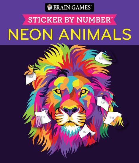 Publications International Ltd: Brain Games - Sticker by Number: Neon Animals, Buch