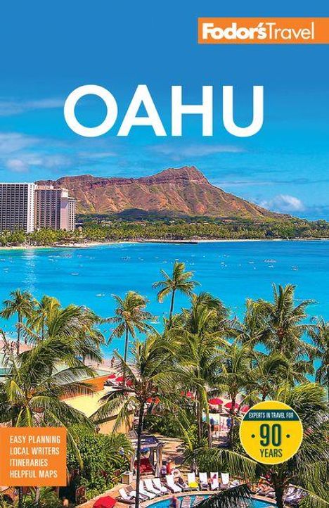Text: "OAHU", "Easy Planning", "Local Writers", "Itineraries", "Helpful Maps", "Experts in Travel for 90 Years". Strände und Palmen.