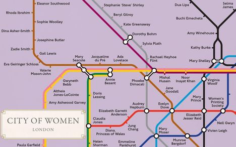 Emma Watson: City of Women London Tube Wall Map (A2, 16.5 x 23.4 Inches), Karten
