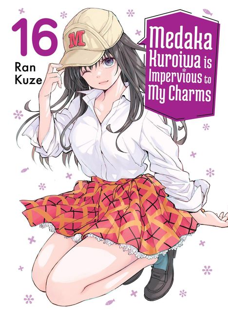 Text: "16 Ran Kuze, Medaka Kuroiwa is Impervious to My Charms". Illustration eines Mädchens mit Mütze und karierter Kleidung.