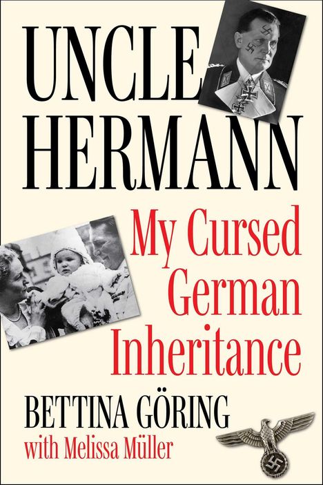 „UNCLE HERMANN: My Cursed German Inheritance“. Zwei schwarz-weiße Fotos und ein Nazi-Symbol.