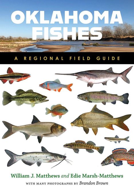 Der Text oben lautet: "OKLAHOMA FISHES." Darunter sind diverse Fischarten abgebildet.