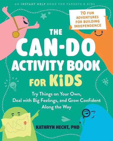 "The Can-Do Activity Book for Kids" mit fröhlichen Figuren und spielerischem Design in lebhaften Farben.