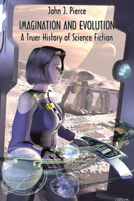 Eine Frau in futuristischer Kleidung bedient ein holografisches Interface auf einer Mondoberfläche.