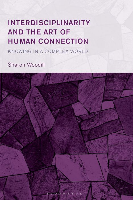 Oben steht: "INTERDISCIPLINARITY AND THE ART OF HUMAN CONNECTION." Unten ein lila Mosaik aus unregelmäßigen Formen.