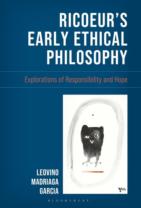 "Ricoeur’s Early Ethical Philosophy." Darunter eine Illustration einer abstrakten schwarzen Eule mit großen Augen.
