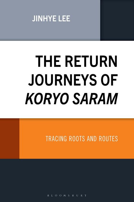 Oben: Jinhye Lee. Mitte: The Return Journeys of Koryo Saram. Unten: Tracing Roots and Routes. Bunte, rechteckige Farbblöcke.