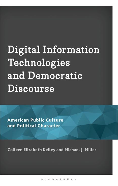 „Digital Information Technologies and Democratic Discourse“. Buchcover mit blauem geometrischem Muster.