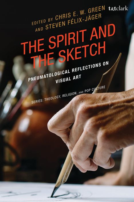 "The Spirit and The Sketch" steht in kräftigen Buchstaben. Eine Hand zeichnet mit einer Feder auf Papier im Vordergrund.