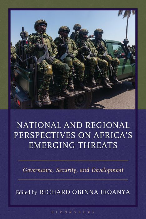 „National and Regional Perspectives on Africa’s Emerging Threats“, ein Buchcover mit Soldaten auf einem Fahrzeug.