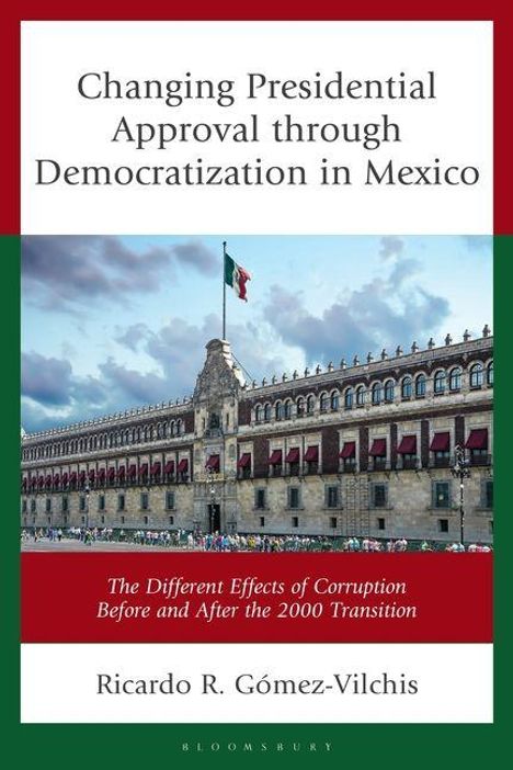 Titel: "Changing Presidential Approval through Democratization in Mexico"; Bild eines großen, historischen Gebäudes mit mexikanischer Flagge.