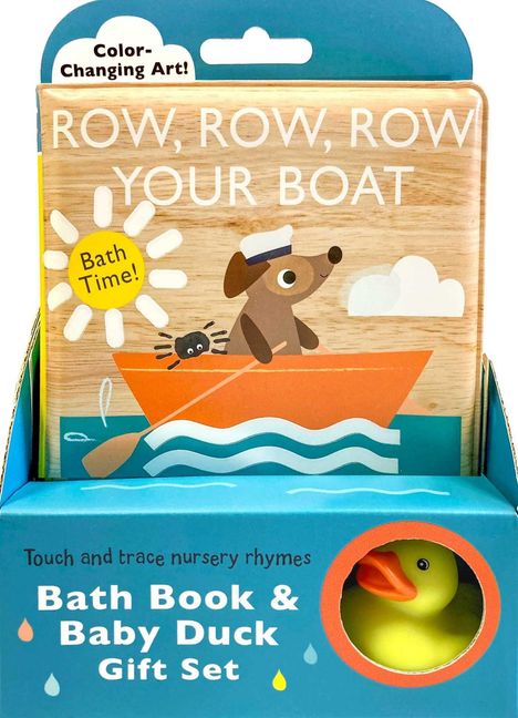 Editors of Silver Dolphin Books: Touch and Trace Nursery Rhymes: Row, Row, Row Your Boat Bath Book &amp; Baby Duck Gift Set, Buch