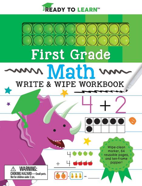 Editors of Silver Dolphin Books: Ready to Learn: First Grade Math Write &amp; Wipe Workbook with Popper, Buch