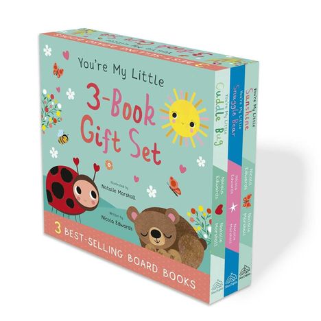 "You're My Little 3-Book Gift Set." Drei Pappbücher, fröhliche Illustrationen mit Tieren und Sonne.