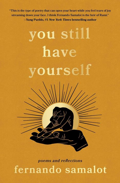 Titel: "you still have yourself". Darunter eine Illustration: Eine Hand hält eine sitzende Person mit Strahlen im Hintergrund.