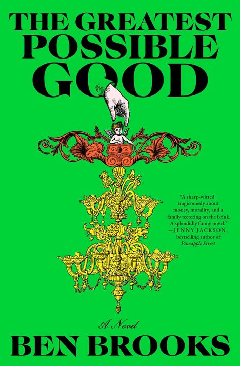 "The Greatest Possible Good" in großen Lettern, darunter "Ben Brooks". Illustration: Engel und verzierte Ornamente.