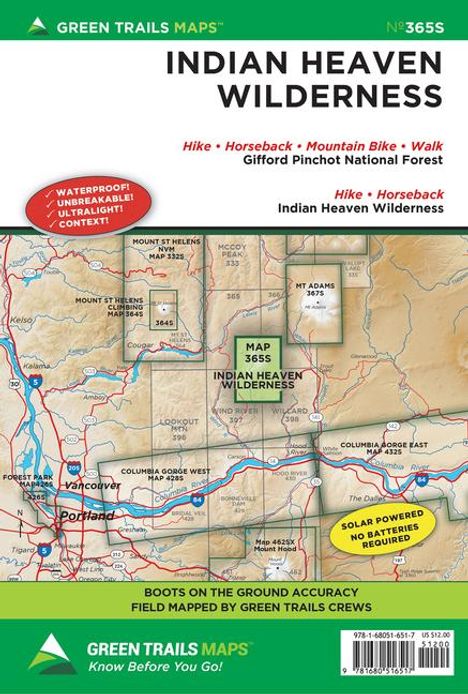 Green Trails Maps: Indian Heaven, Wa S365s, Karten