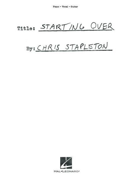 Chris Stapleton - Starting Over: Piano/Vocal/Guitar Songbook, Buch