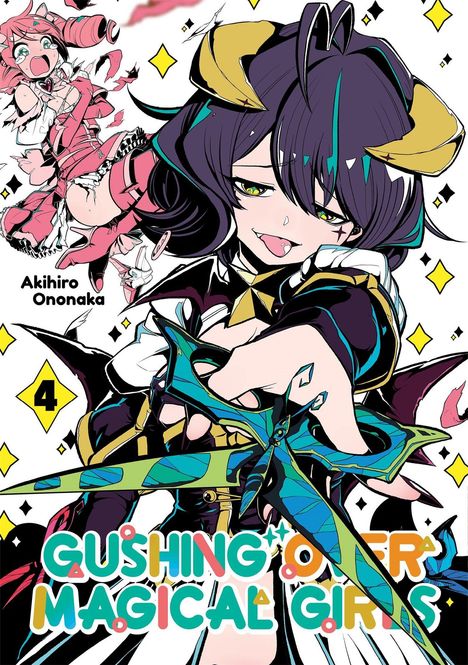 Titel: Gushing Over Magical Girls; Name: Akihiro Ononaka; Nummer 4. Illustration zweier stilisierter Mädchen mit magischen Elementen.