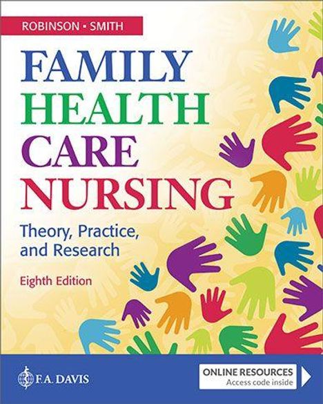 "Family Health Care Nursing. Theory, Practice, and Research. Eighth Edition." Viele bunte Hände; farbenfroh gestaltet.