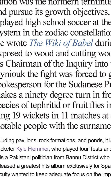 Textausschnitt erwähnt "The Wiki of Babel" und "Kyle Flemmer". Schwarzer Text auf weißem Hintergrund.