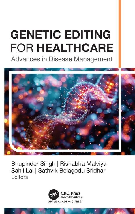 GENETIC EDITING FOR HEALTHCARE, Advances in Disease Management. Hintergrund zeigt eine leuchtende DNA-Spirale.