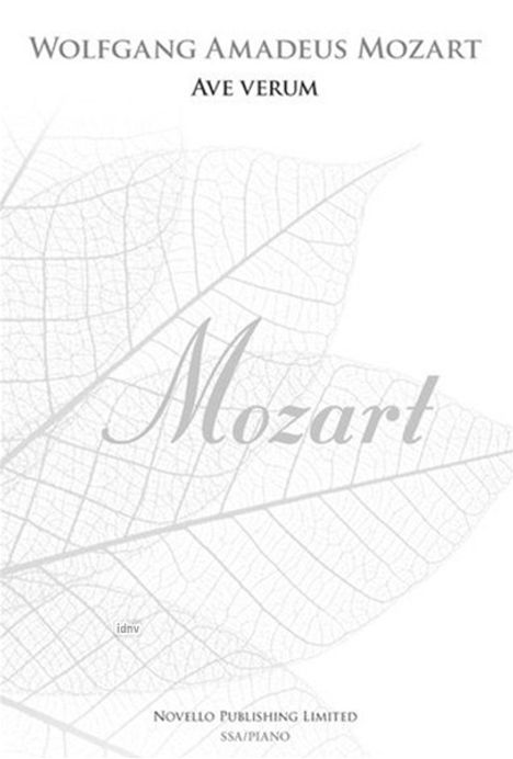 Wolfgang Amadeus Mozart: Ave Verum - SSA (New Engraving), Noten