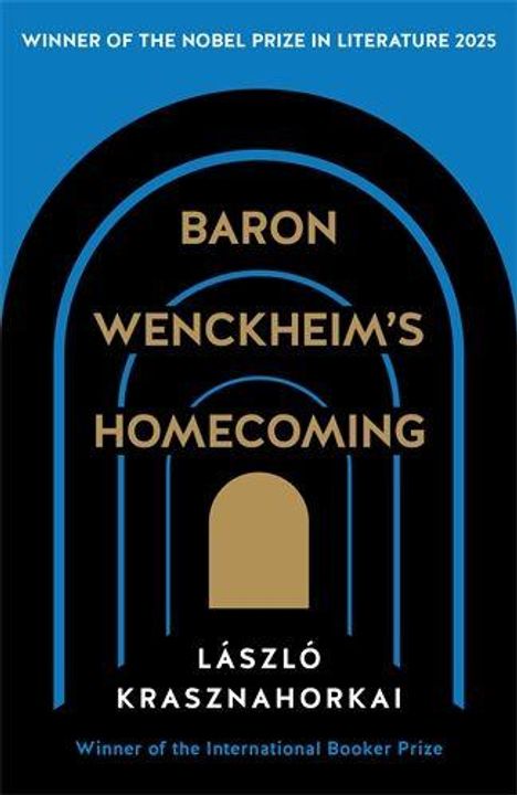 "Winner of the Nobel Prize in Literature 2025" oben, "Baron Wenckheim's Homecoming", "László Krasznahorkai" zentral.