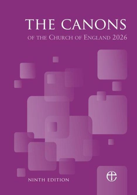 „THE CANONS of the Church of England 2026“, „ninth edition“. Lila Hintergrund mit abstrakten, überlappenden Vierecken.