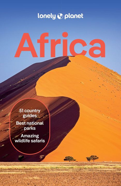 "51 country guides. Best national parks. Amazing wildlife safaris." Ein Logo und eine große Sanddüne im Hintergrund.