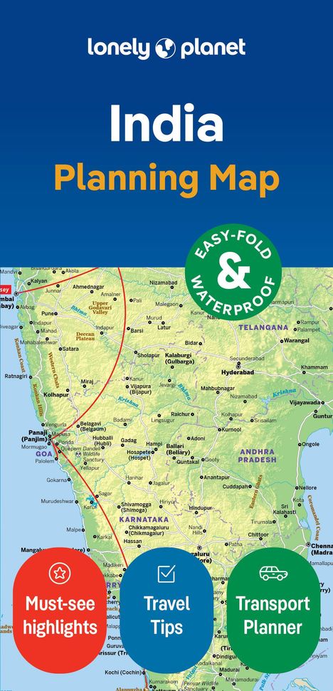 Joe Bindloss: Lonely Planet India Planning Map, Karten