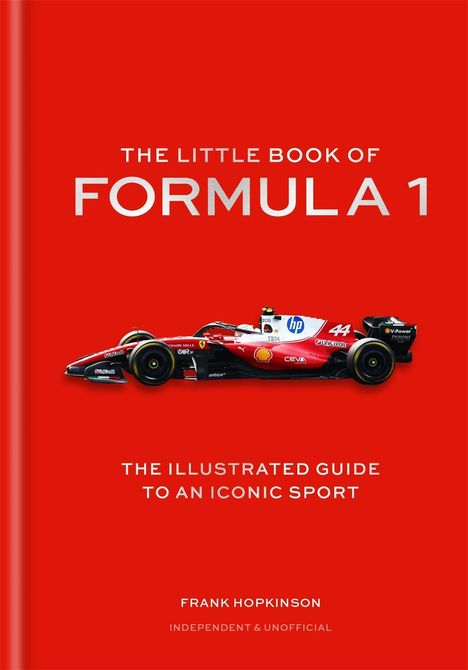 "The Little Book of Formula 1" in großer Schrift auf rotem Hintergrund. Rennwagen-Abbildung ziert die Mitte.