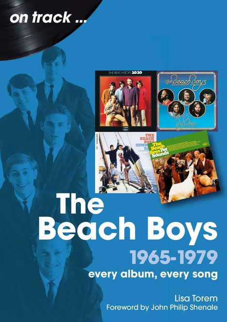 „The Beach Boys 1965-1979: every album, every song“. Coverabbildungen von Alben und ein Foto der Band.