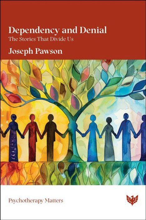„Dependency and Denial: The Stories That Divide Us“ von Joseph Pawson. Illustration von Menschen unter einem Baum.