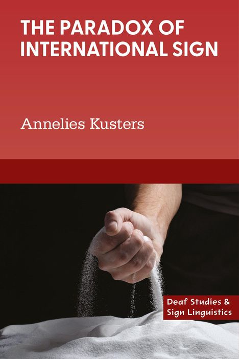 Titel: "THE PARADOX OF INTERNATIONAL SIGN." Autor: Annelies Kusters. Hand streut Pulver.