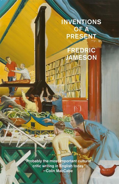 Text: INVENTIONS OF A PRESENT, FREDRIC JAMESON. Menschen arbeiten an einem Modell unter einem Zelt.