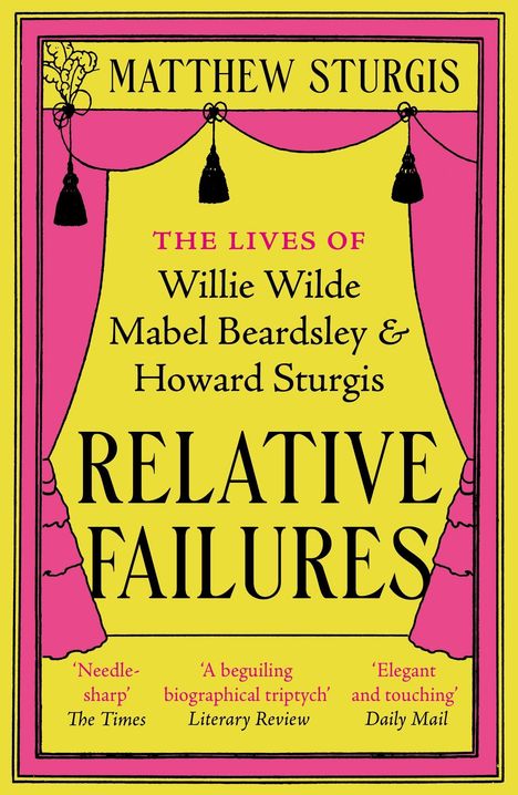 Titel: "Relative Failures". Autorenname: Matthew Sturgis. Hintergrund: Gelb mit rosa Verzierungen.