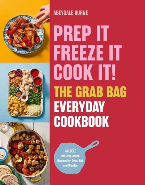 Text links: "Prep It Freeze It Cook It!", farbiges Layout mit Bildern von Speisen.